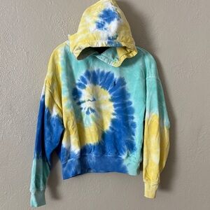 Polo Ralph Lauren Womens Blue Yellow Spiral Tie Dye Relaxed Sweatshirt Small